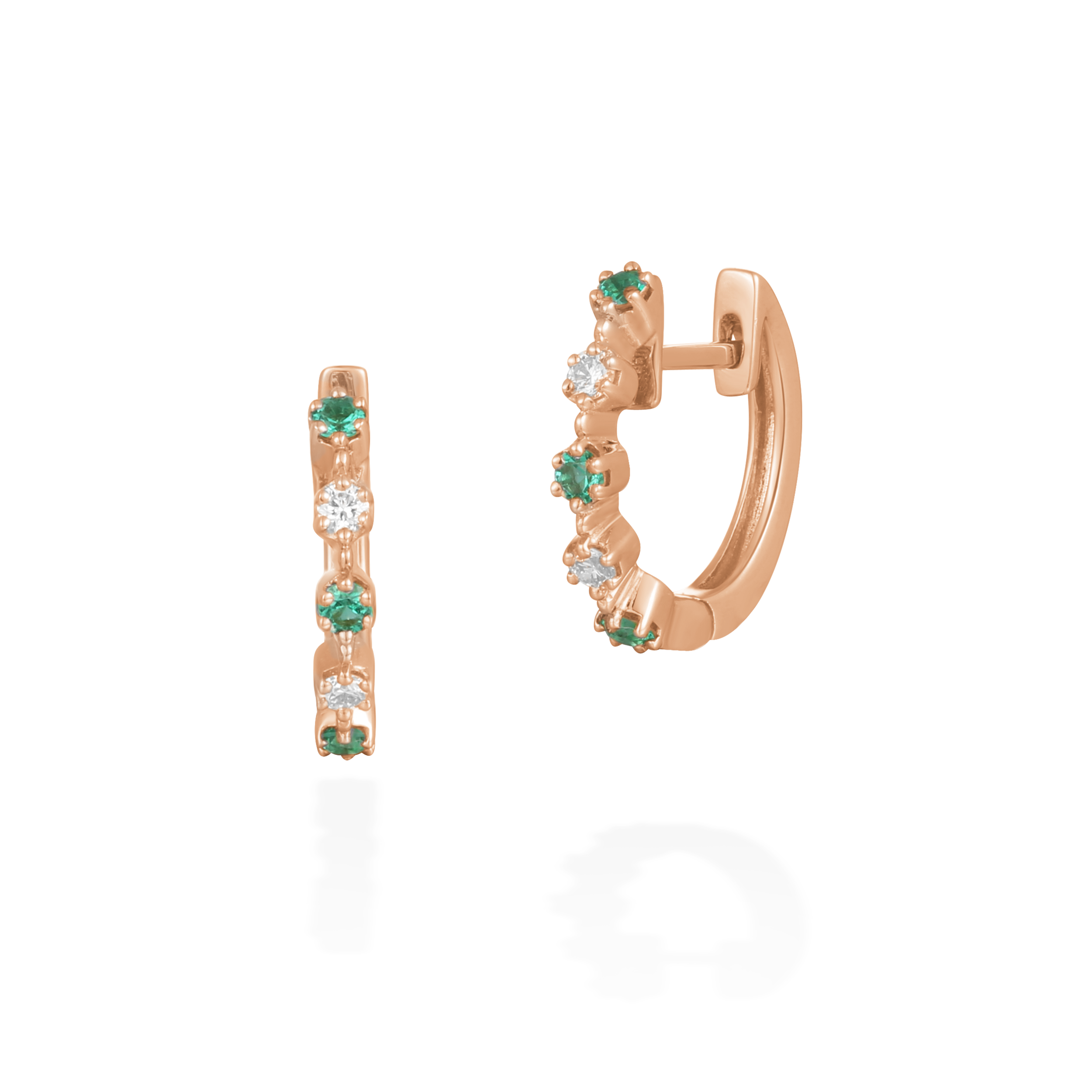 Stardust emerald diamond huggies